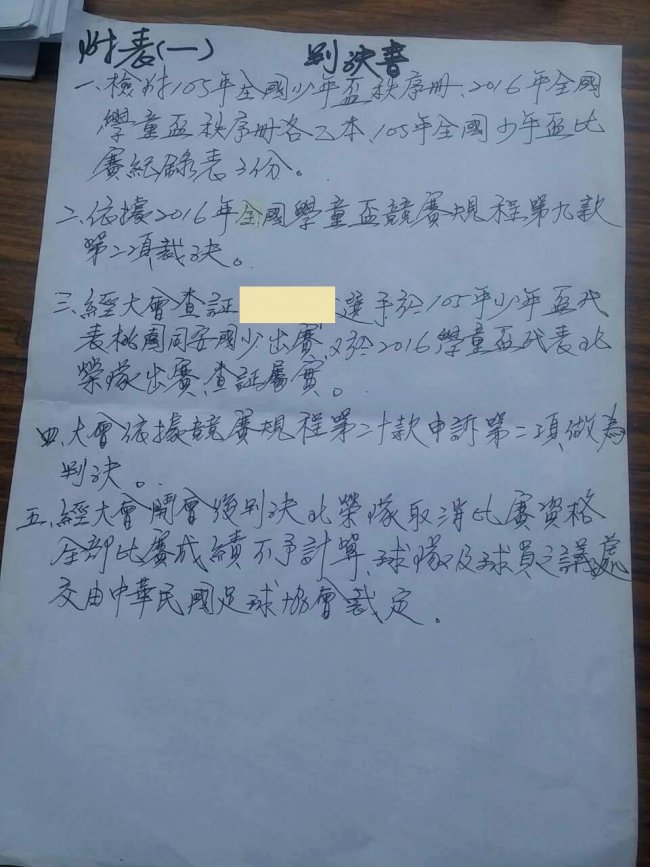 （親筆繕寫、無關防、塗改處亦無標註的非正式判決書）